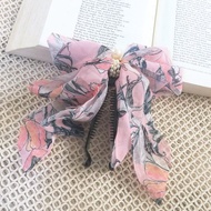 櫻花粉/ 花草鉛筆畫香蕉夾 相交夾 髮圈 髮束 馬尾夾 彈簧夾 髮叉