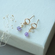 赫基蒙水晶 紫水晶 小圈耳環│18K鍍金 天然石耳環