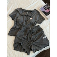 夏日韩系小个子休闲甜美凯蒂猫睡衣两件套夏季短袖短裤家居服套装AWRF Summer Korean-style petite casual sweet Hello Kitty pajama two-pi