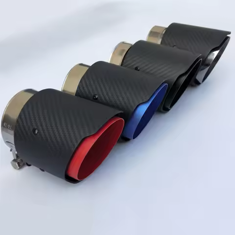 Carbon Fiber Tail Throat 80mm Inlet 101mm Outlet Staight-Sided Matte Exhaust Pipe Tip Fit for Mazda 