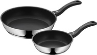 WMF 2-Piece Frying Pan Set 28 cm + 2 cm Induction Pan Cromargan Stainless Steel Coated with Plastic Handle