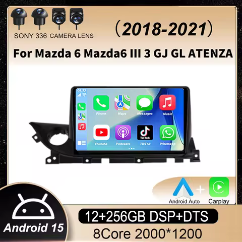 Android 15 Wireless Carplay Auto Car Radio For Mazda 6 Mazda6 III 3 GJ GL ATENZA 2018 - 2021 Multime