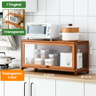 Inaso Lemari Dapur Kayu Rak Oven Microwave Tempat Penyimpanan Piring Panci Rak Kabinet Dapur Anti De