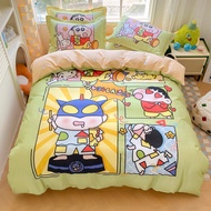 [New] Crayon Shin-chan Bedsheet Set 4 in 1 Skin-Friendly 100% Cotton Bedding Set Cute Cartoon Print 