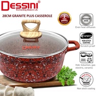 DESSINI 28CM Periuk Granite Non Stick Bertutup Casserole Induction Gas Compatible