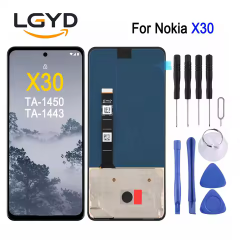 6.43-inch 90Hz AMOLED Screen For Nokia X30 5G, TA-1450 / TA-1443 Phone Display Touch Screen Repair R
