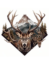 1/2入組最新鹿、麋鹿、鹿公鹿母迷彩和狩獵設計DIY燙印轉印貼紙，適用於T卹、夾克、牛仔褲、連帽衫，可洗熱轉印貼紙，適用於服裝