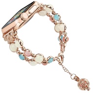 JANSIN Luminous สายนาฬิกาลูกปัดสำหรับสายคาด Apple Watch 7 41mm Series 6 5 4 se 3 2 1 44mm 42mm ผู้หญ