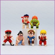 HT2 6pcs SF Street Fighter Action Figure Q Version RYU KEN CHUN LI HONDA BLANKA Vega Model Dolls Toy