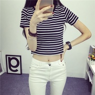 Stripe Top Women T shirt Korean Ulzzang Fashion Crop Top