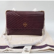 TB Kira Chevron Medium Glazed Convertible Shoulder Bag Imperial Garnet