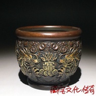 5.0 Old Items Received from the Country Old Items Daqing Qianlong Year-Made Pure Copper Gilt Cornuco