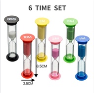 6Pcs Sand Timer Plastic Hourglass Timer Colorful Sandglass Hourglass Small 30sec/1min/2mins/3mins/5m