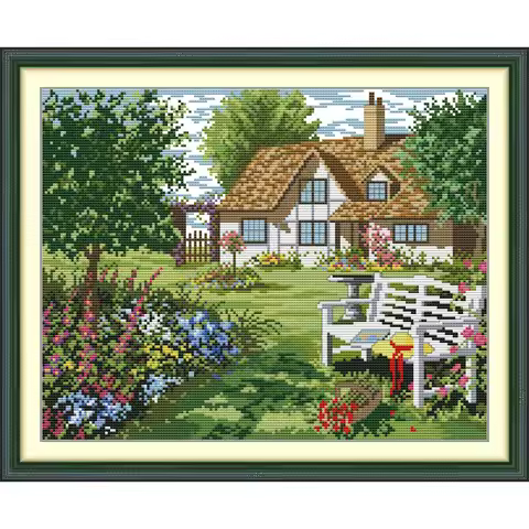 Soulgift News Pre-Printed Cross Stitch Kit, Stamped Aida Fabric with DMC Threads,Embroidery Kit - Be