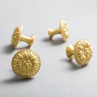 Myxekllo Tombol Kabinet Bulat Tembaga, 4 Pek Tombol Kabinet Gaya Euro Emas, Tombol Laci Almari Moden