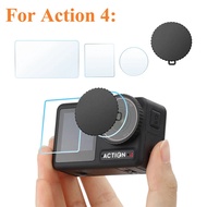 For DJI Action 4 Lens Cover HD Tempered Glass DJI Action4 Screen Protector Front Rear Film Cap For D