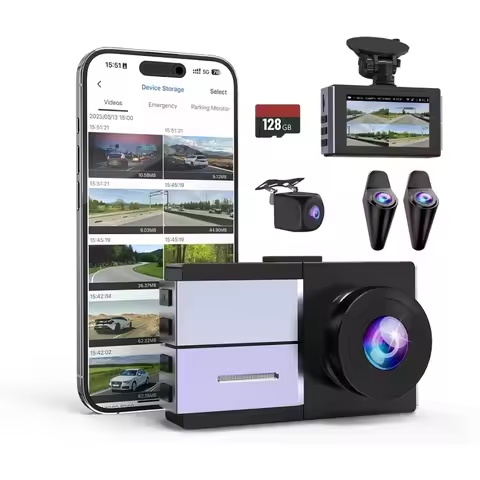 Sprleaf 4-Channel Dash Cam with Front and Rear Cameras, 360° Dashcam,128GB Card Included, 5G Wi-Fi a