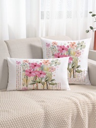 1個帶有花卉印花的靠墊套,不含填充物,適用於沙發的現代抱枕套,家居裝飾
