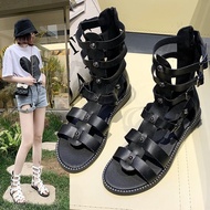 hot●Roman Gladiator Bandage Cool Boots Women Mid-Calf High Flats Sandalias 9235
