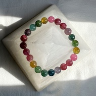 螢光色系 8.0 MM 彩虹碧璽手鏈 設計款式彩虹碧璽圓珠手鏈