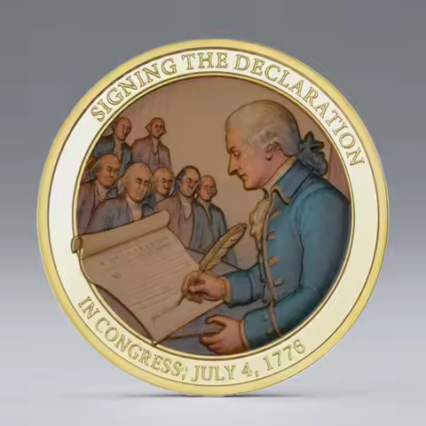 The Declaration 1776-2026 Commemorative Coin July 4,1776 Gold Plated Souvenir Coin Home Decoration