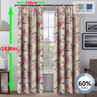 PS Series RING & HOOK 140X183CM Pcs Floral Design /Sheer Curtain Insulating Langsir Corak Daun Bunga