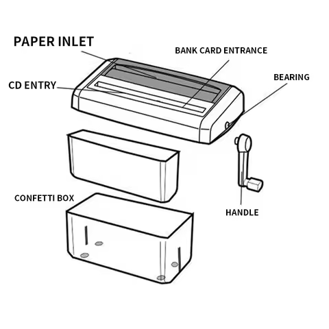 A4 Mini Portable Hand Paper Shredder 3-in-1 Household Manual Shredder Document File CD Credit Card C