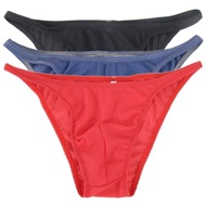 Low-Waisted Men's Small Briefs Half-Packed Hip Men's Underwear Small Bikini Transparent Striped Swim