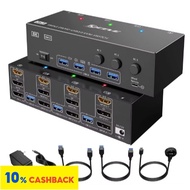⭐KCEVE KVM Switch 3 Computers 3 Monitors HDMI + DisplayPort USB 3.0 KVM Switcher 8K@30Hz/4k@144Hz Tr