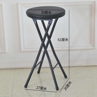 Foldable Dining Table and Chair Portable Simple Black Home Stool Bar Stool round Stool 45cm Heightening Seat Height