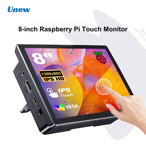 Unew 8 inch Raspberry Pi Monitor 1280x800 16:10 HDMI for Raspberry Pi 5 4 3 Orange Banana Pi DIY Pro