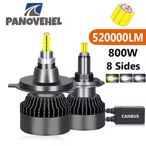 PANOVEHEL 520000LM 800W H4 H11 LED 360 Canbus 9012 HIR2 H7 H1 H3 H8 D1S D2S 9005 HB4 9006 Led Car He