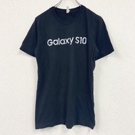 古著帆布短袖印花T卹，印有三星Galaxy S10圖案，黑色，M碼