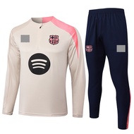 2025-2026 FC Barcelona Sweatshirt Long Sleeves Football Tracksuits Apricot Half Zipper Shirt, Man Lo