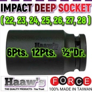 22mm, 23mm, 24mm, 25mm, 26mm, 27mm, 28mm IMPACT LONG DEEP BOX SOCKET WRENCH 22 23 24 25 26 27 28 AIR