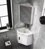 Lavabo góc treo tường tủ lavabo kèm tủ gương góc tam giác kích thước 42cm chất liệu nhôm Sơn tĩnh đi