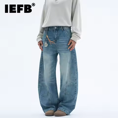 IEFB American Vintage Washed Deconstructed Men's Jeans Classic Versatile Wide Leg Pants 2026 Spring 