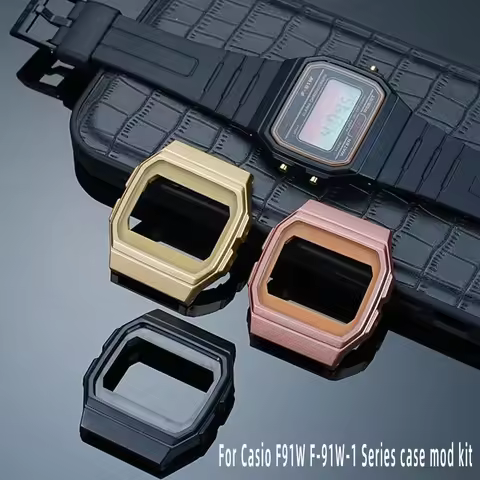 F-91W Modified Suit For Casio F-91W-1 Series case mod kit Resin rubber Bezel watch Case Black gold r