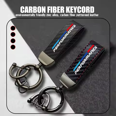 Car Keychain Logo Carbon Fiber Leather Emblem Key Chain Accessories For BMW 1 3 4 5 6 7 Series M X1 
