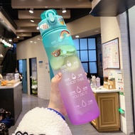 2000ml Water Bottle with reminder time Tumbler with straw scale big bottle 2Liter 2litre gym bottle