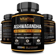 Organic Ashwagandha Capsules 2220mg Ashwagandha Root Powder Stress Anxiety Relief Adrenal Support Valerian KSM 66