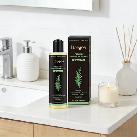 Hoegoa Rosemary Hydrolyzed Keratin Shampoo Anti Itching Oil Control Refresh Damaged Hair Repair Fluf