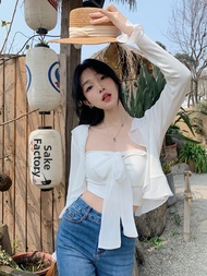 Sun Protection Lightweight Short Style White Bolero Top