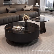 Combination Round Simple Black Mini Small Apartment Tea Table Living Room Italian Style Luxury Light