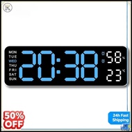 9 Inch Large LED Digital Wall Clock USB Powered Electronic Alarm Table Clock With Temperature, Humid