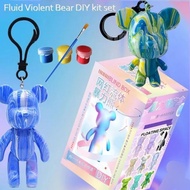GANTUNGAN Keychain DIY Fluid Bear PAINT COLOR CAT KEY CHAIN Kit Set/Children's Educational Toys/Hang