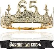 65 th Birthday Decorations Set for Men - 65th Birthday Gifts for Him 65th Birthday King Crown and Sa