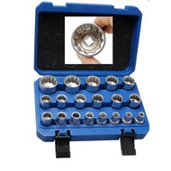 🌟19pcs🌟8mm-32mm 1/2" Drive 12-Point Bi Hex Socket Set Splined Bit ratchet socket Repair Tool Kit Rac