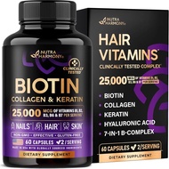 Biotin Collagen Keratin & Hyaluronic Acid Hair Growth Support Supplement with Vitamins B1 | B2 | B3 