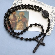 Bodolo and Paulo-Catholic Necklace-Rose Rosary-Ebony-Rope Braided-Original-8mm